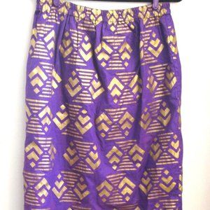 Simply Heritage Ethnic Maxi Skirt Elastic Waist Purple&Gold, Embroidered, Size S